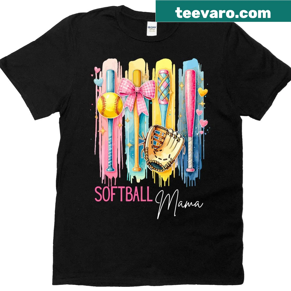 Funny softball mom T-shirt with a playful brushstroke design — on a men's t-shirt