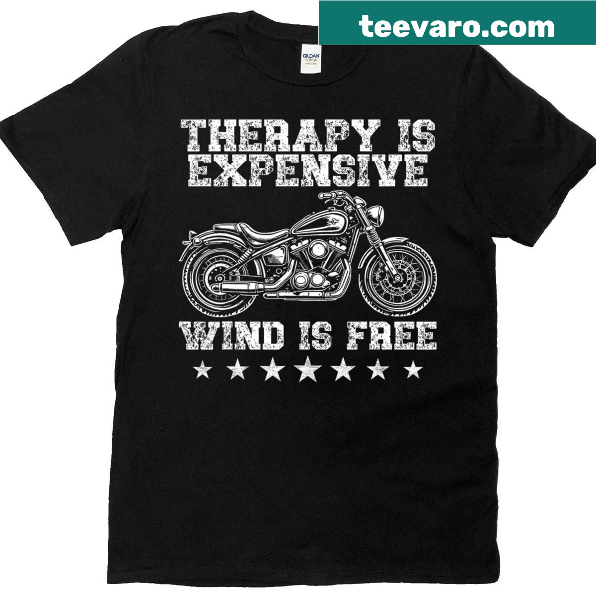 Funny T-shirt with motorcycle graphic and humorous text — on a men's t-shirt