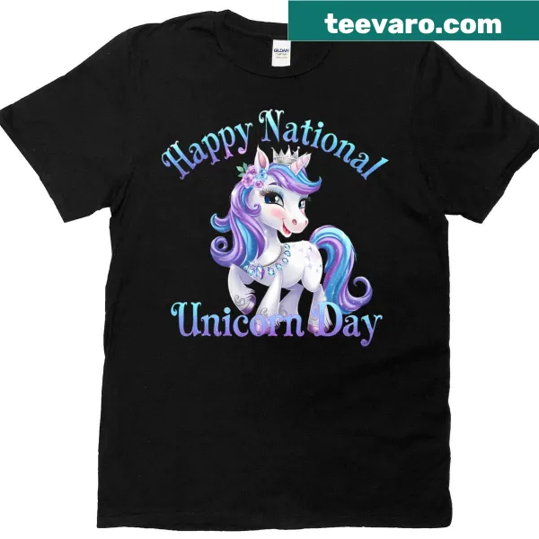 Cute t-shirt for kids with a happy unicorn design.