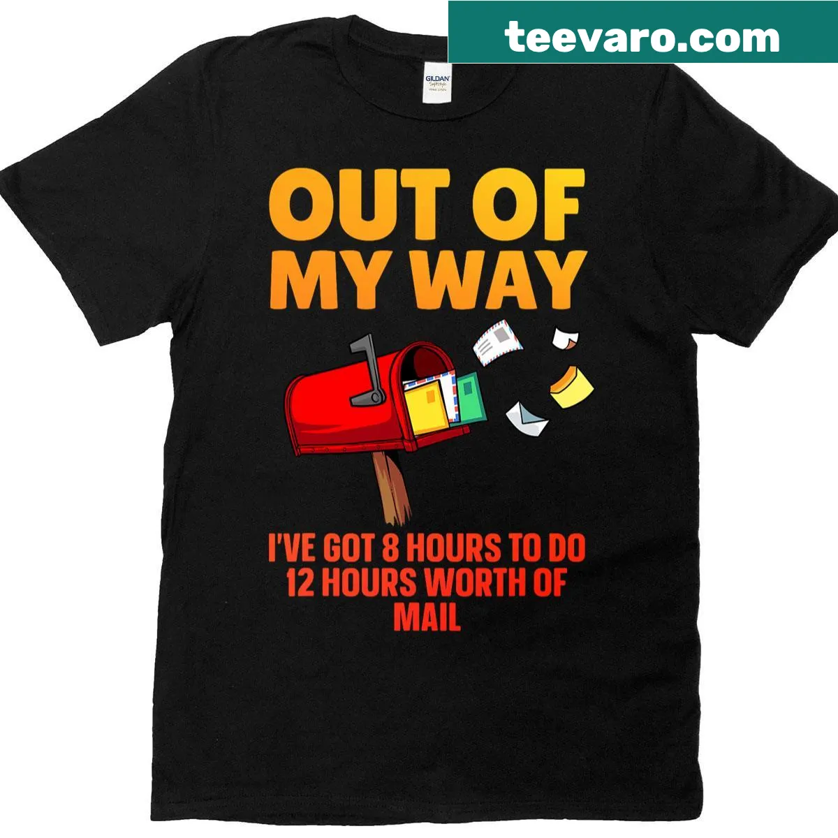 Funny postal worker t-shirt featuring playful mail carrier artwork — on a men's t-shirt