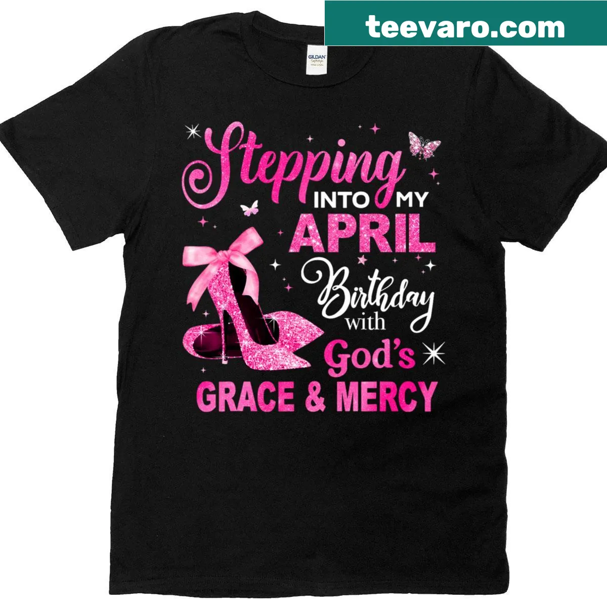 Birthday t-shirt for girls with a queen theme celebrating April birthdays — on a men's t-shirt