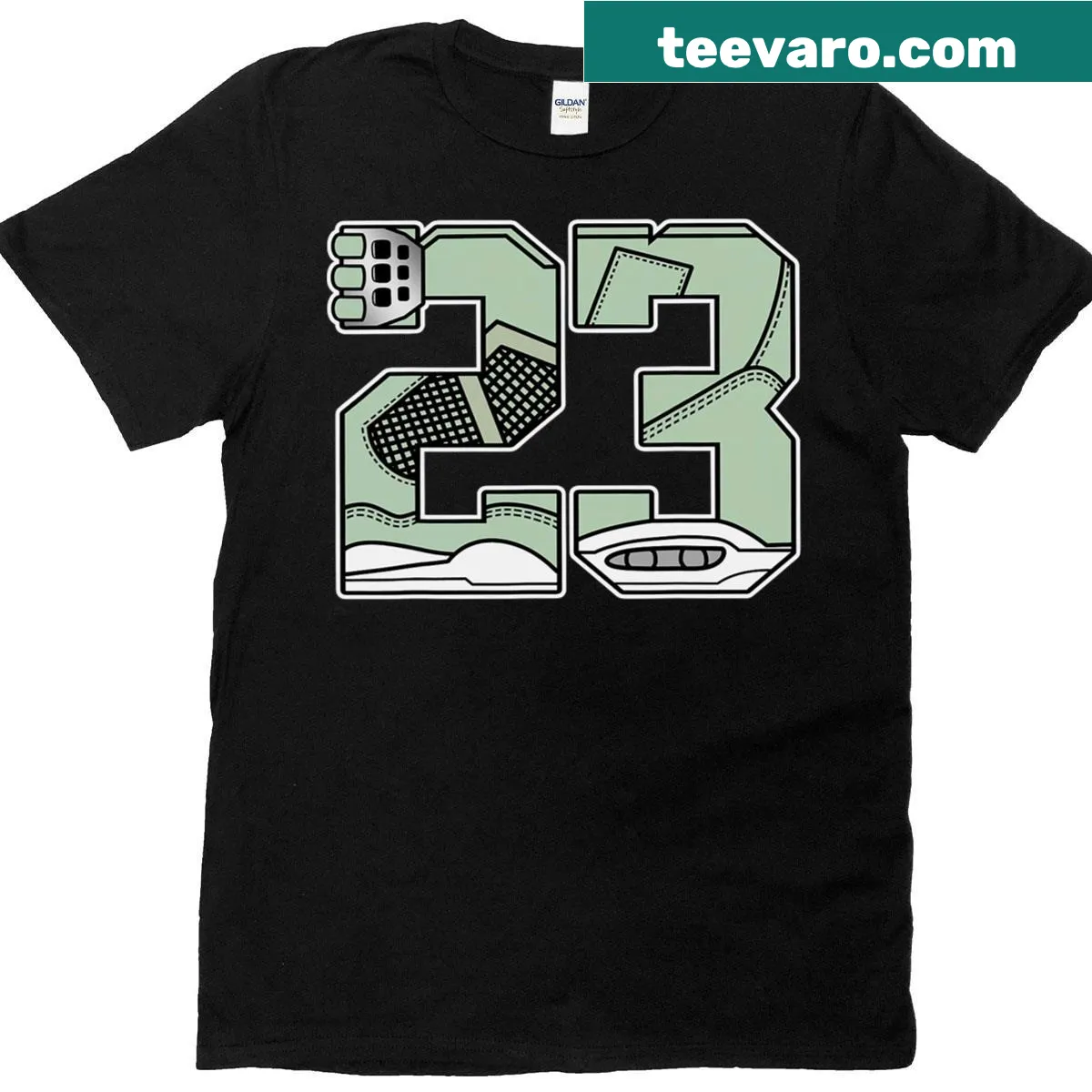 Abstract typography tee featuring playful number 4 design — on a men's t-shirt