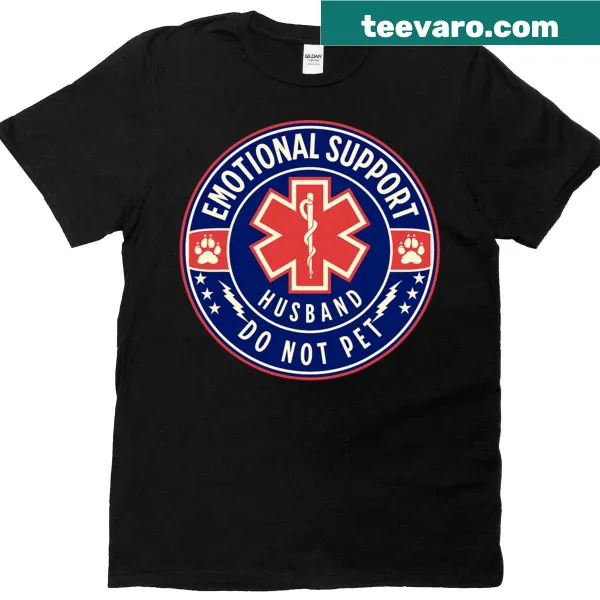 Humorous T-shirt promoting service dog support with playful text