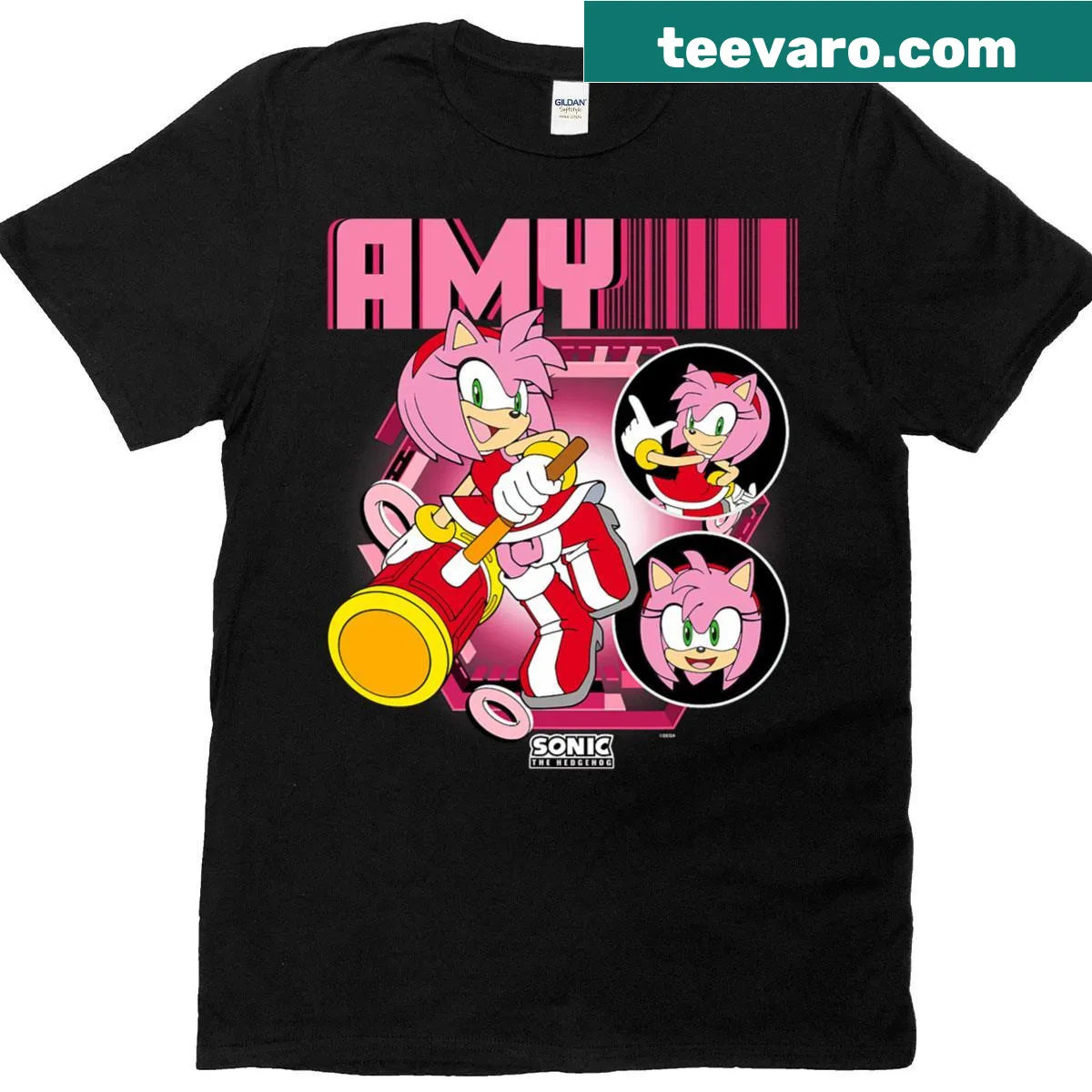 Sonic The Hedgehog Amy Rose illustrated t-shirt — on a men's t-shirt