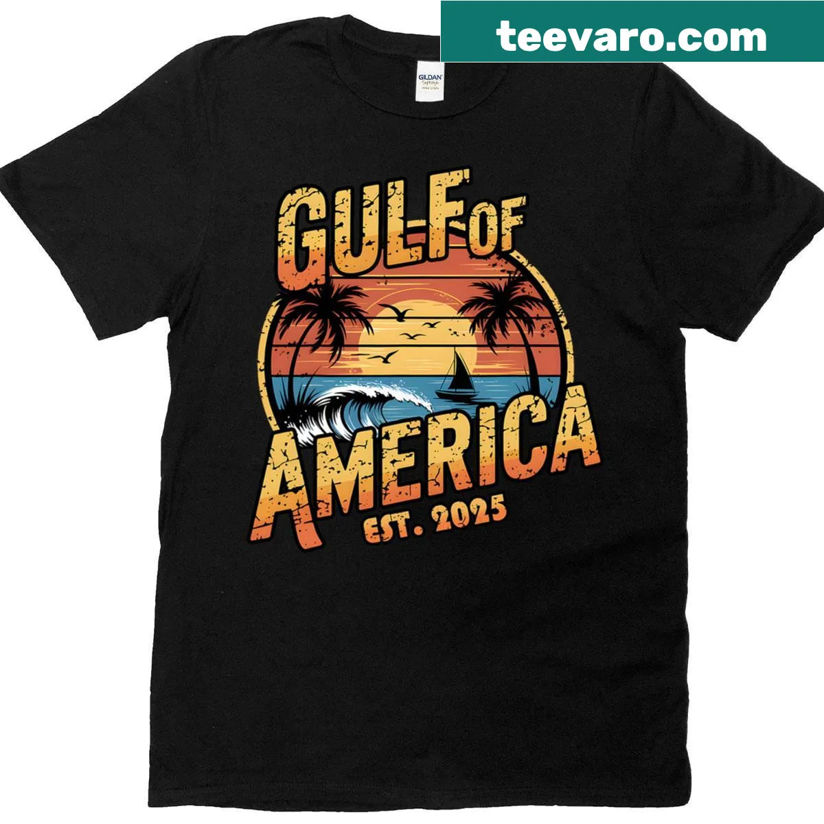 Vintage Gulf Mexico flag graphic on a retro American t-shirt — on a men's t-shirt