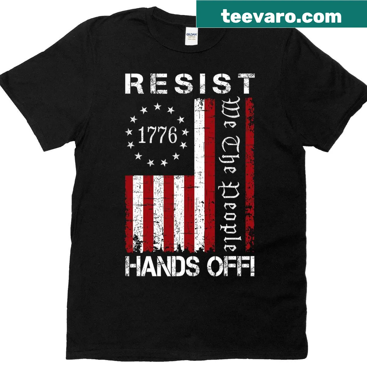 Vintage American flag with 'We The People Resist' text on T-shirt — on a men's t-shirt