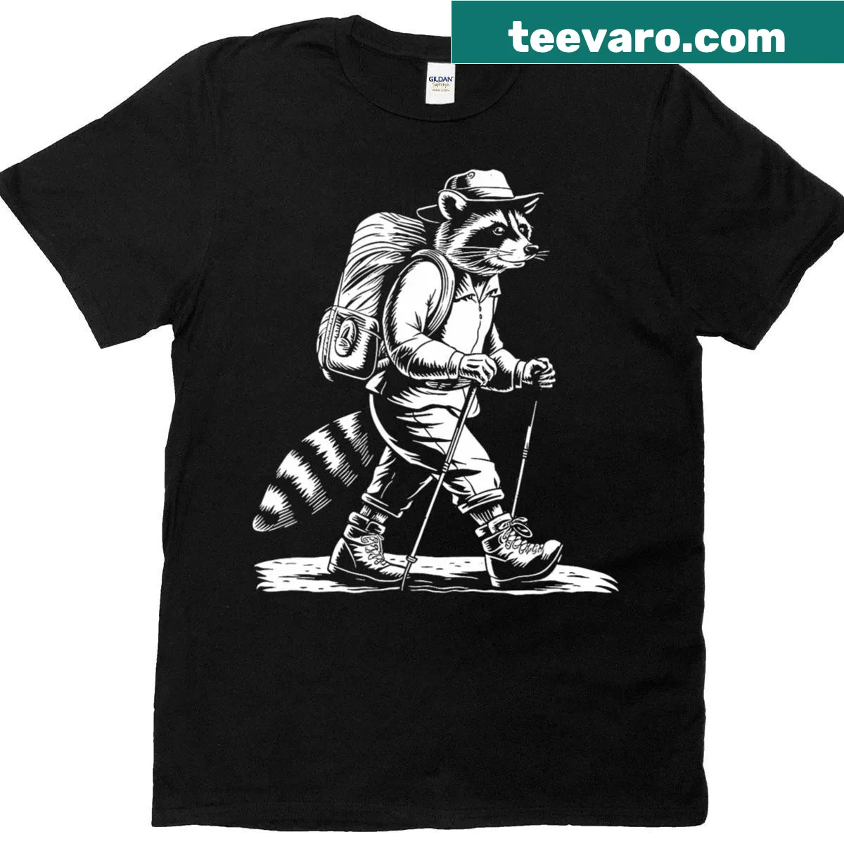 Vintage T-shirt featuring a funny raccoon graphic for outdoor lovers — on a men's t-shirt