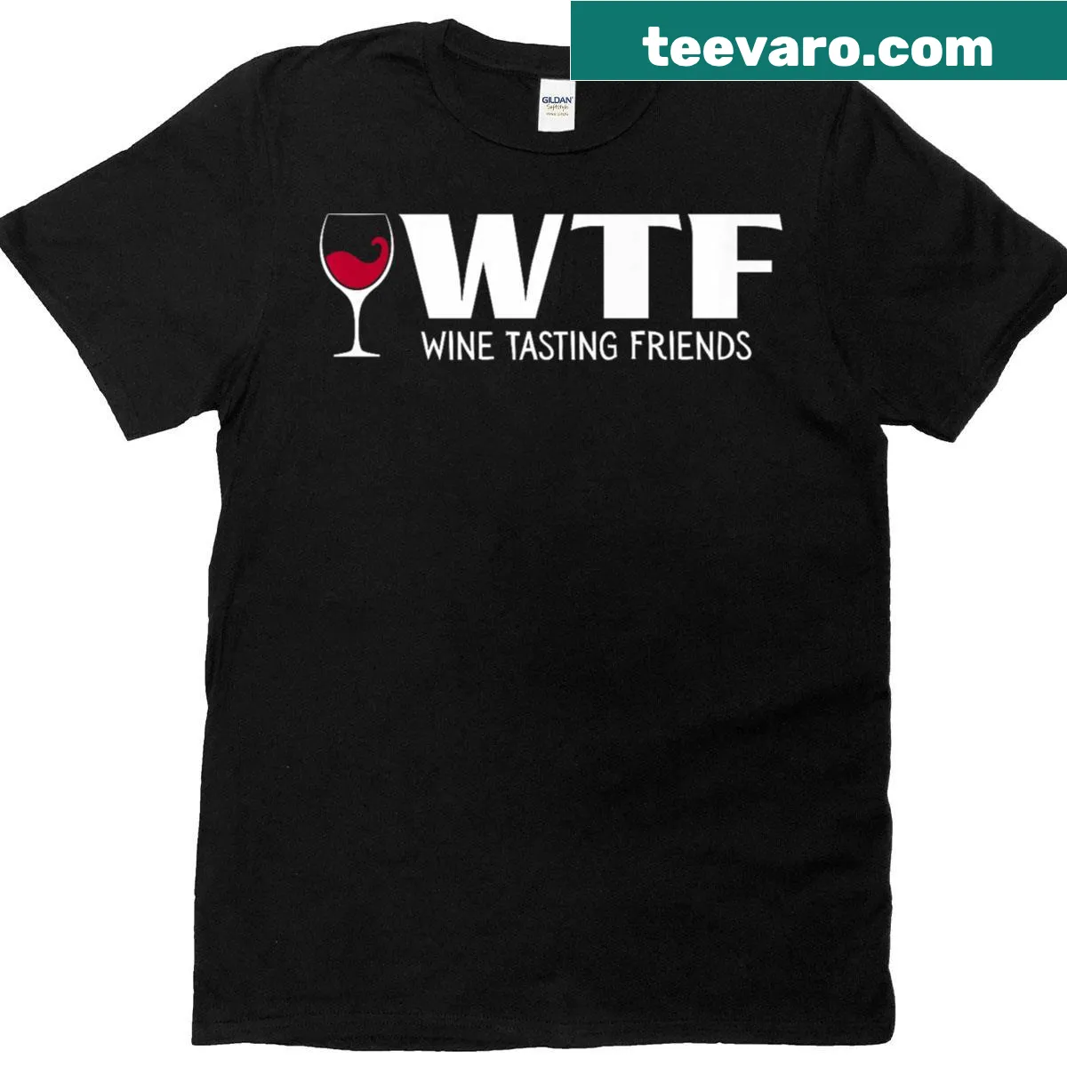 Typography T-shirt with 'Wow' design celebrating wine tasting with friends. — on a men's t-shirt