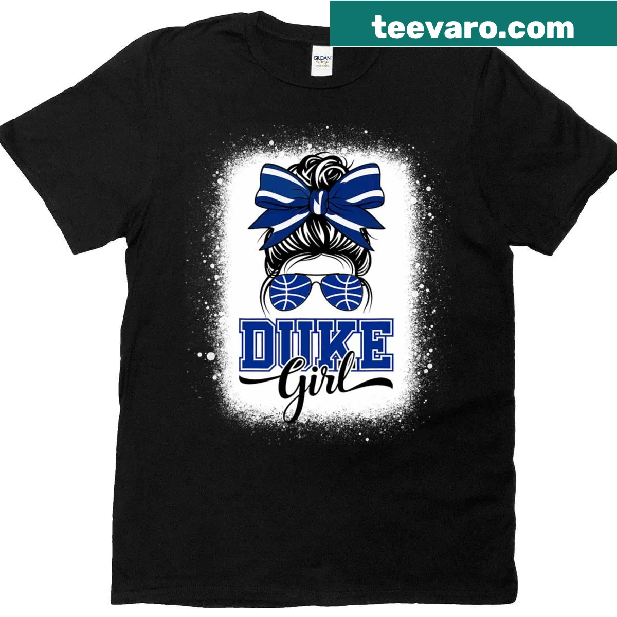 T-shirt with 'Messy Bun and Getting Stuff Done' graphic — on a men's t-shirt