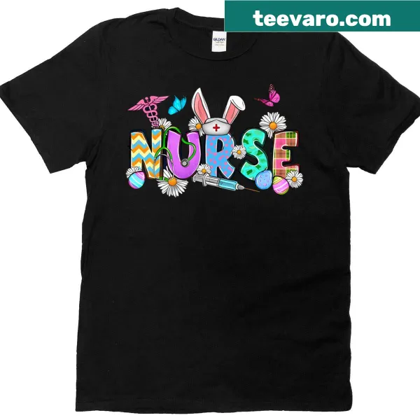 Cute T-shirt with RN stethoscope and Easter egg bunny graphic