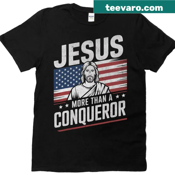 Patriotic t-shirt featuring American flag and Christian message