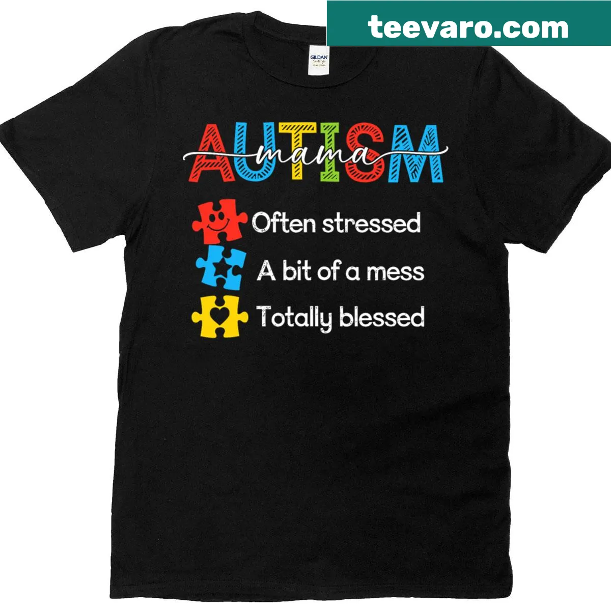 T-shirt stating 'Autism Aware Mother' with a simple and clear design — on a men's t-shirt
