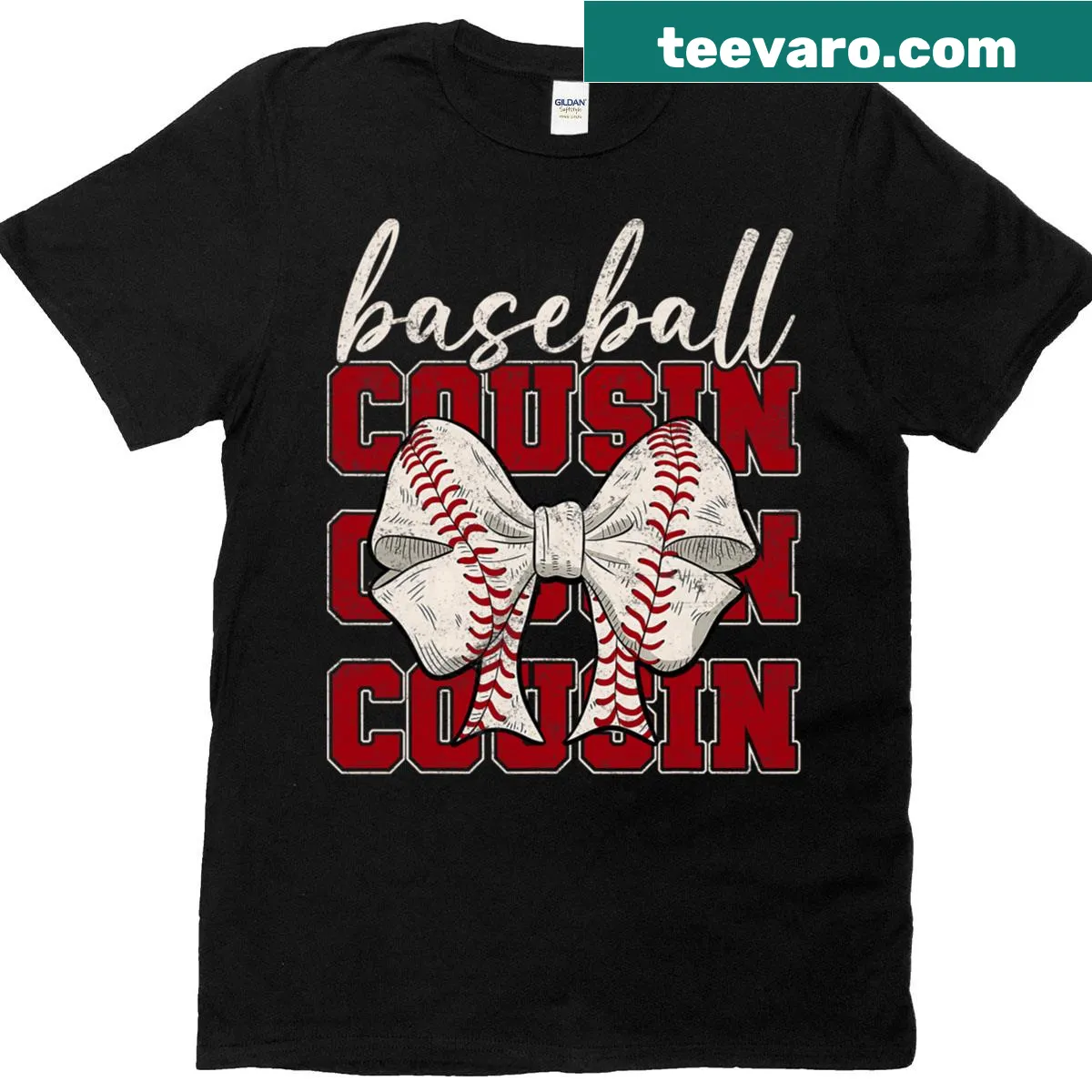 Cute T-shirt for Mother's Day with baseball graphics and a bow — on a men's t-shirt