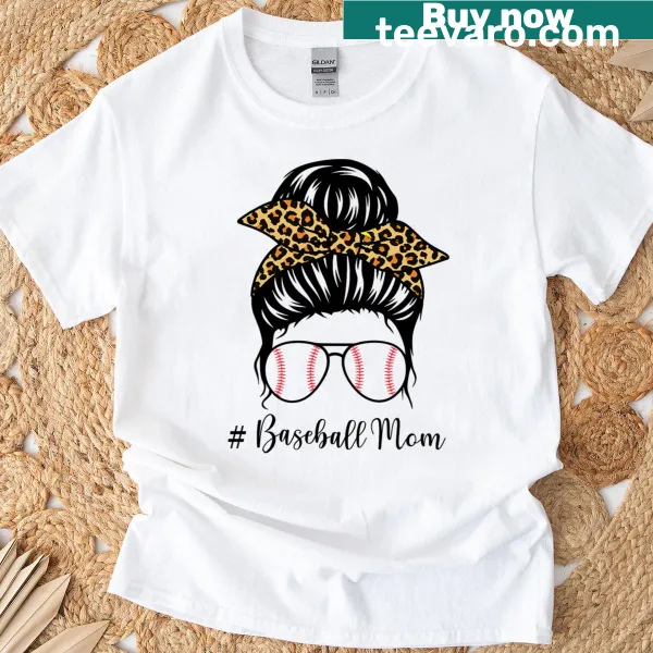 Baseball Mom T-shirt with script and playful graphics for Mother's Day