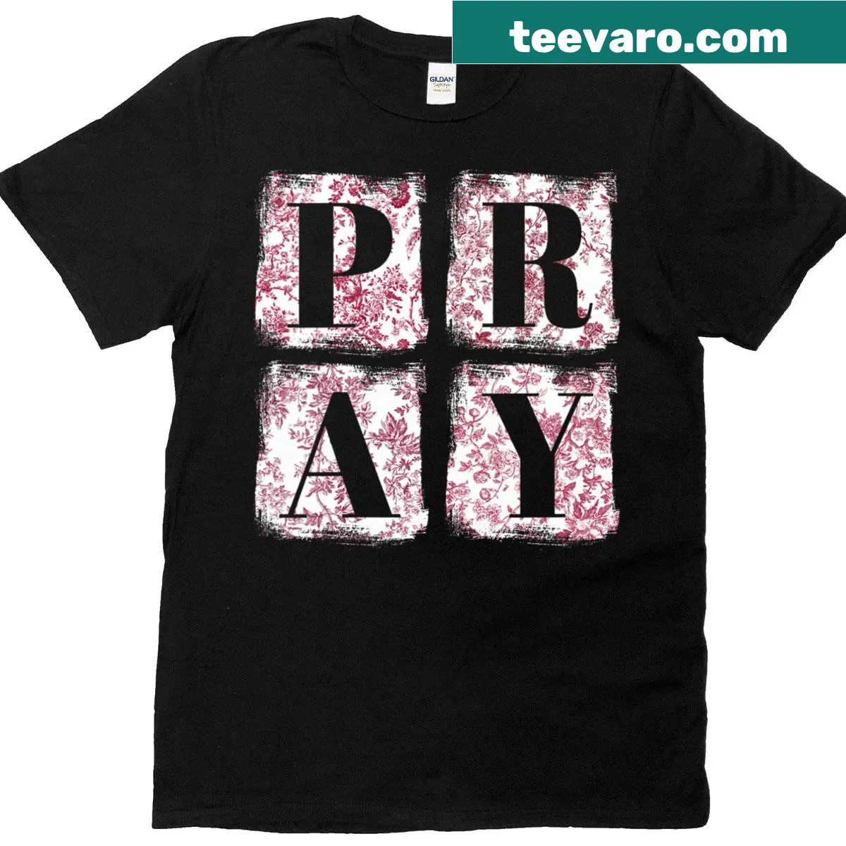 Christian V-neck T-shirt for moms with prayer design — on a men's t-shirt