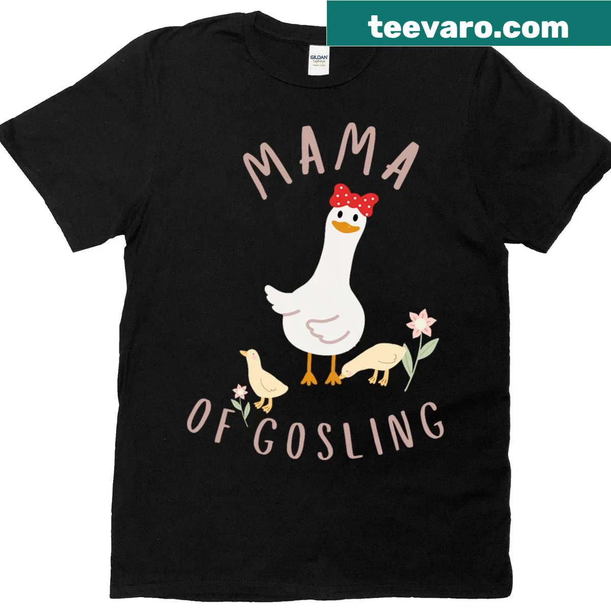 Adorable Mother Goose graphic on Cute Gosling T-shirt — on a men's t-shirt