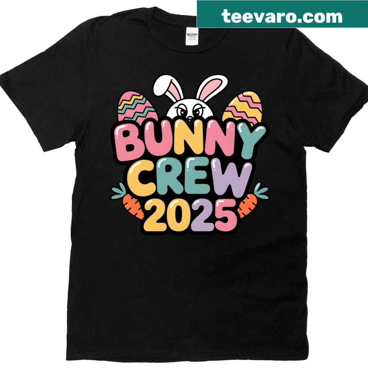 Classic Easter bunny illustration on crew T-shirt — on a men's t-shirt