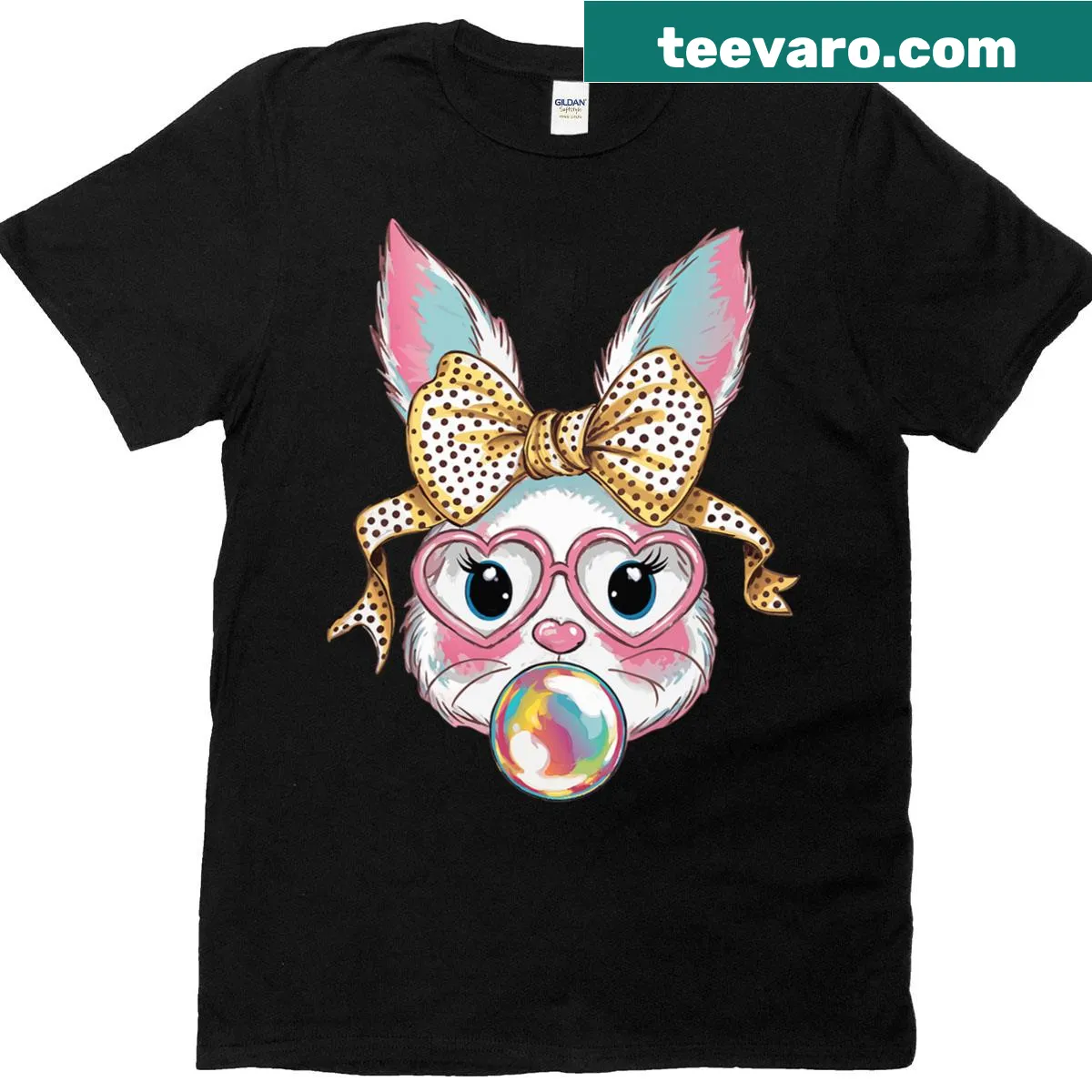 Cute bunny with leopard glasses on girl's T-shirt — on a men's t-shirt