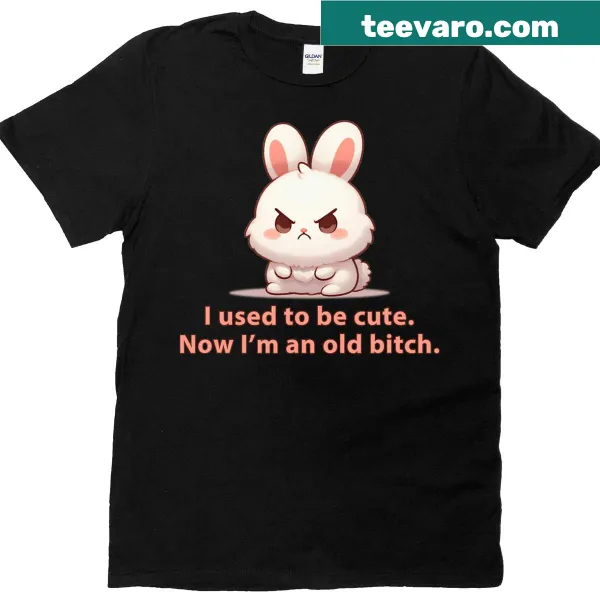 Funny cranky bunny rabbit graphic on T-shirt