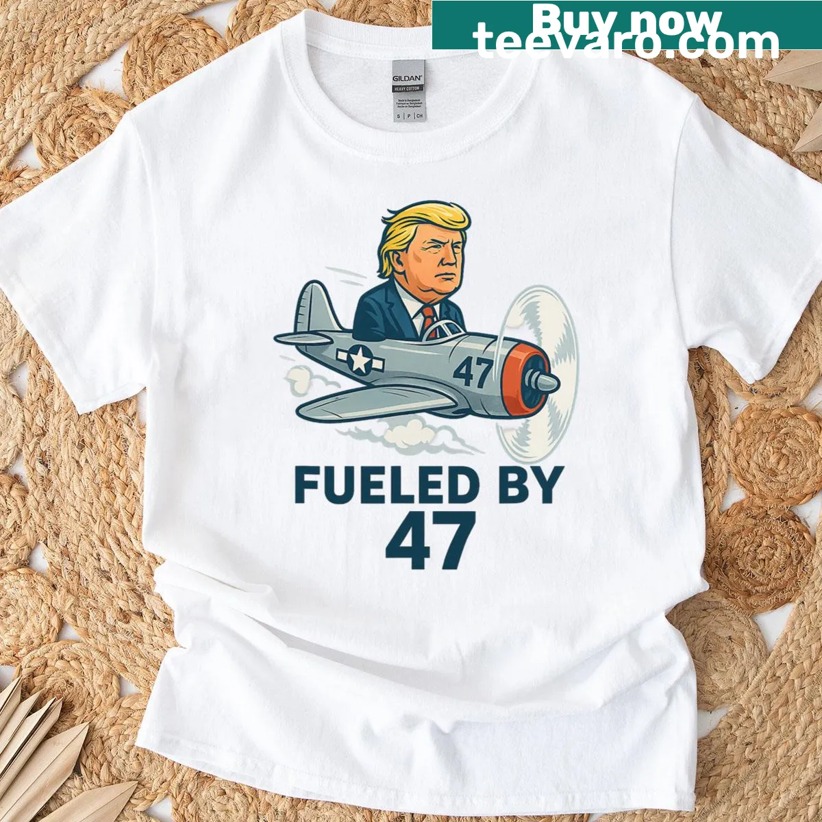 Illustration of F-47 fighter jet on a T-shirt — on a men's t-shirt