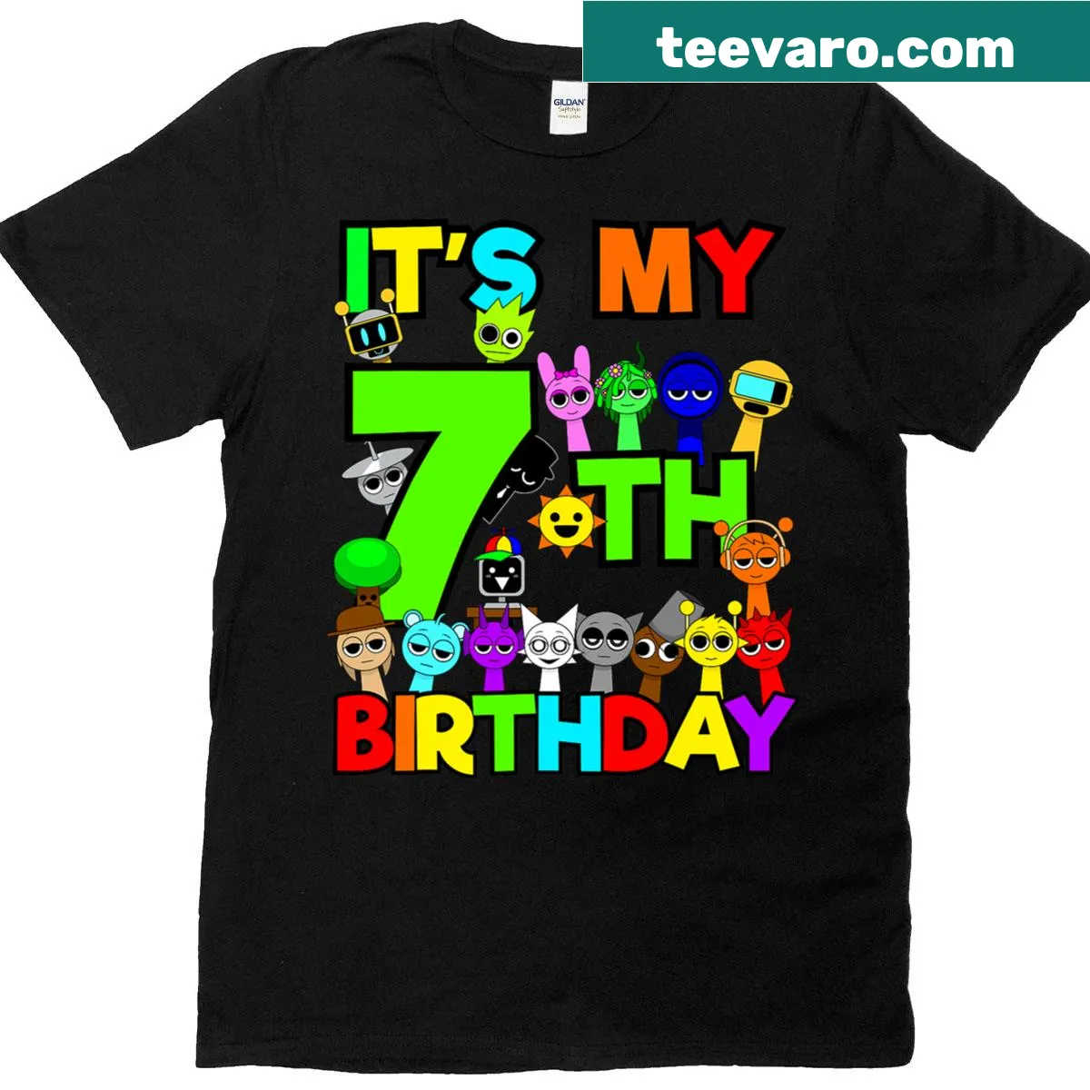 Birthday T-shirt for girls featuring a playful cartoon design — on a men's t-shirt