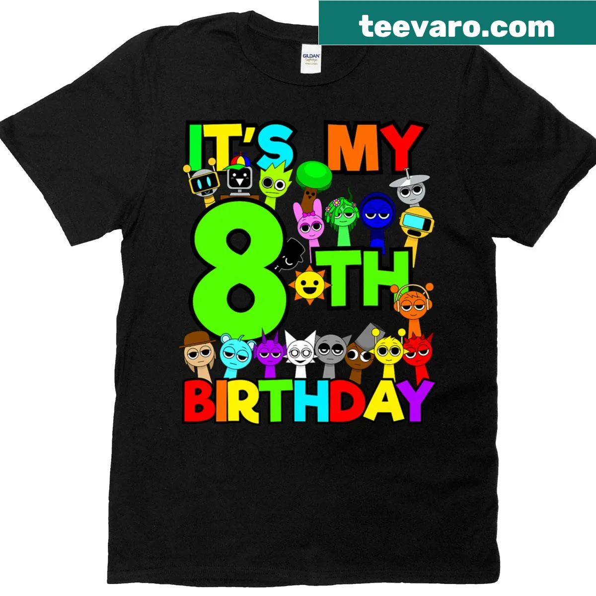 Playful birthday T-shirt for an 8-year-old boy — on a men's t-shirt