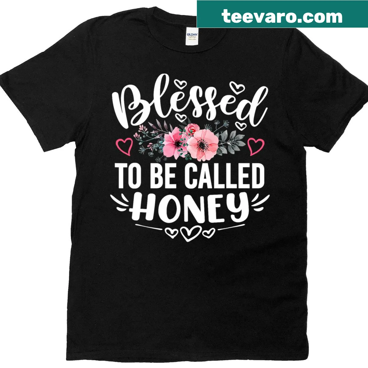 Funny Grandma t-shirt with Blessed to Be Called Honey text — on a men's t-shirt
