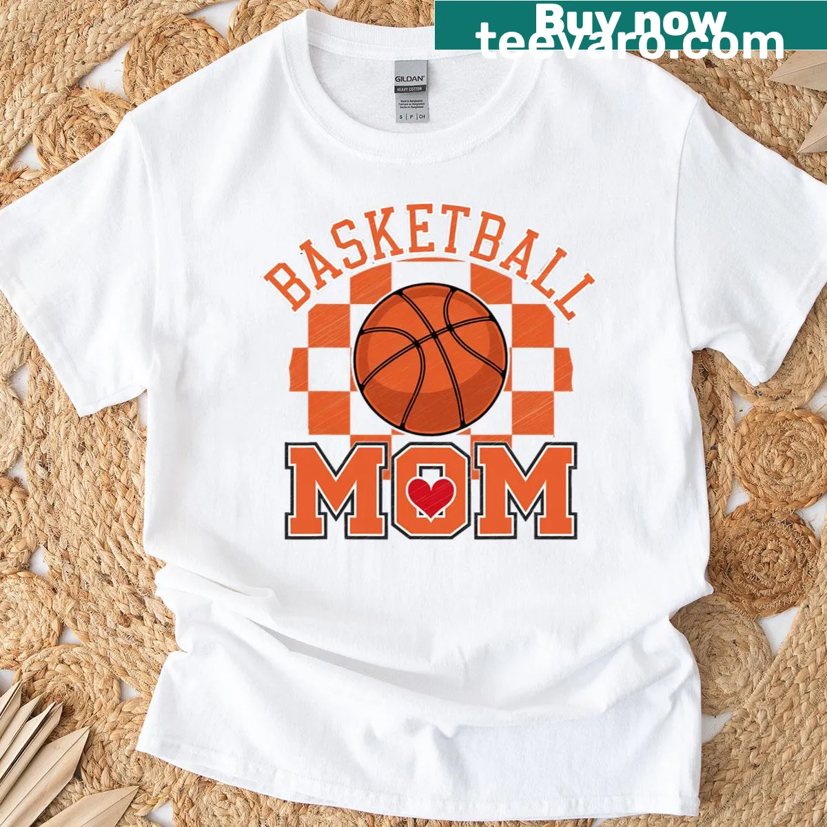 Retro Basketball Mom T-shirt with playful graphics — on a men's t-shirt