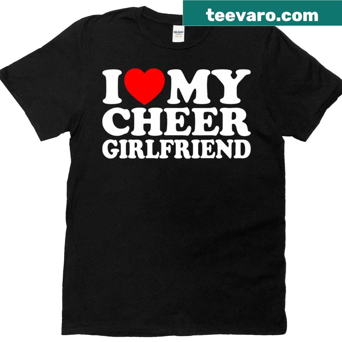 T-shirt expressing love for a cheerleader girlfriend — on a men's t-shirt