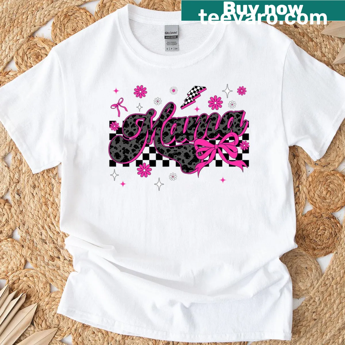Charming T-shirt for moms with a groovy design and lightning bolt — on a men's t-shirt