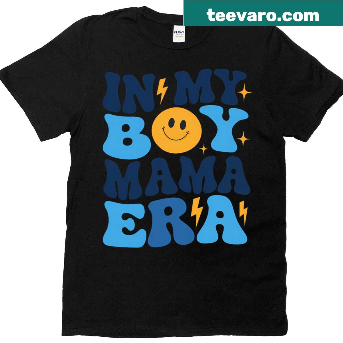 Retro T-shirt for moms with the phrase Mothers Groovy Retro Era In My Boy — on a men's t-shirt
