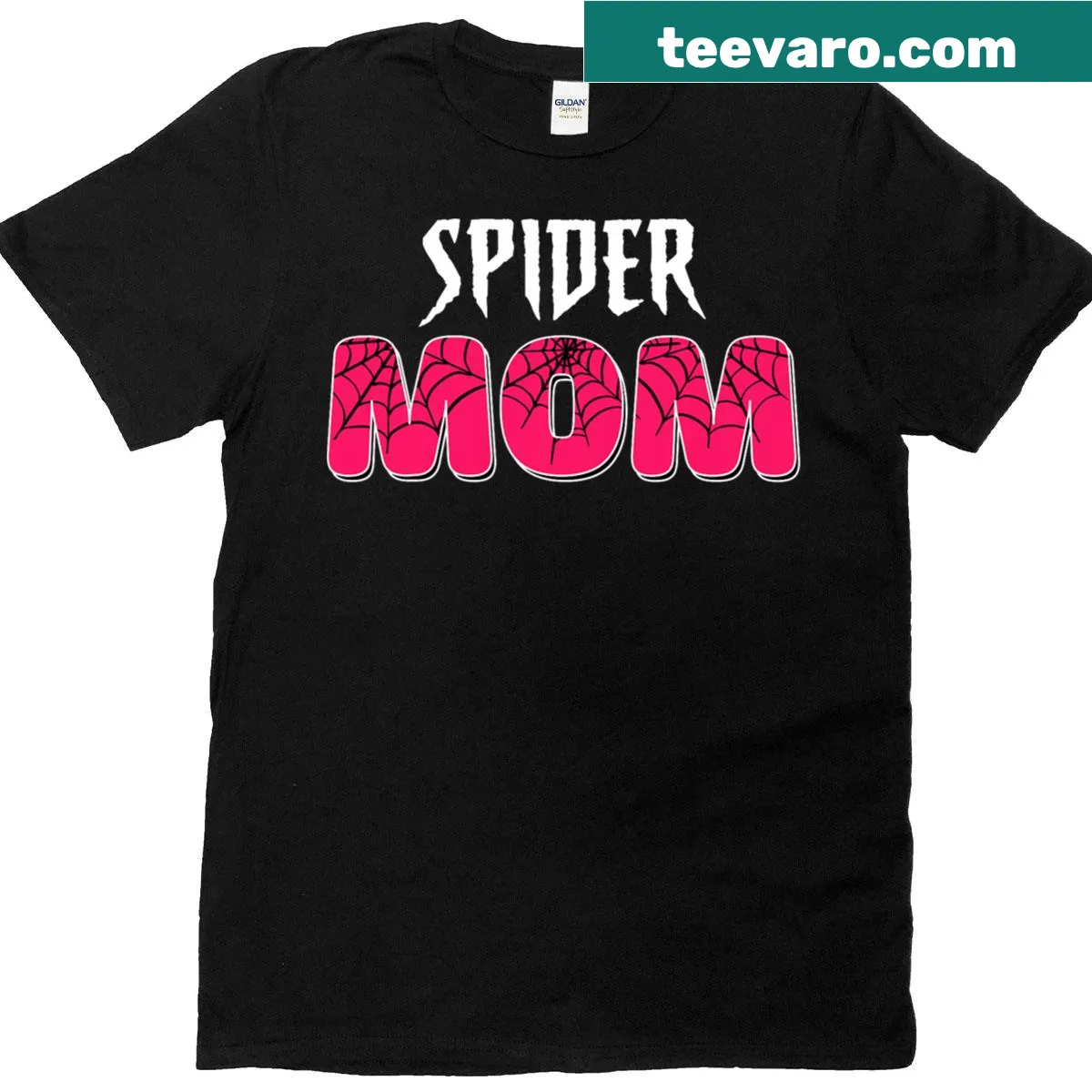 Playful Spider Mama T-shirt with cartoon design — on a men's t-shirt