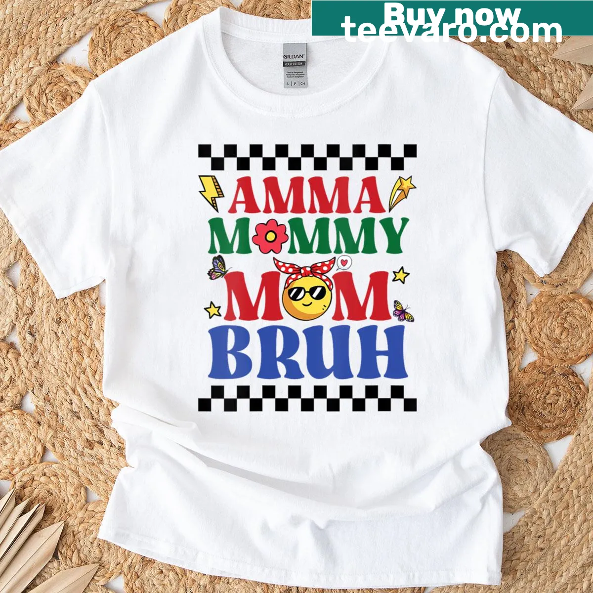 Retro style V-neck t-shirt for moms with fun typography — on a men's t-shirt