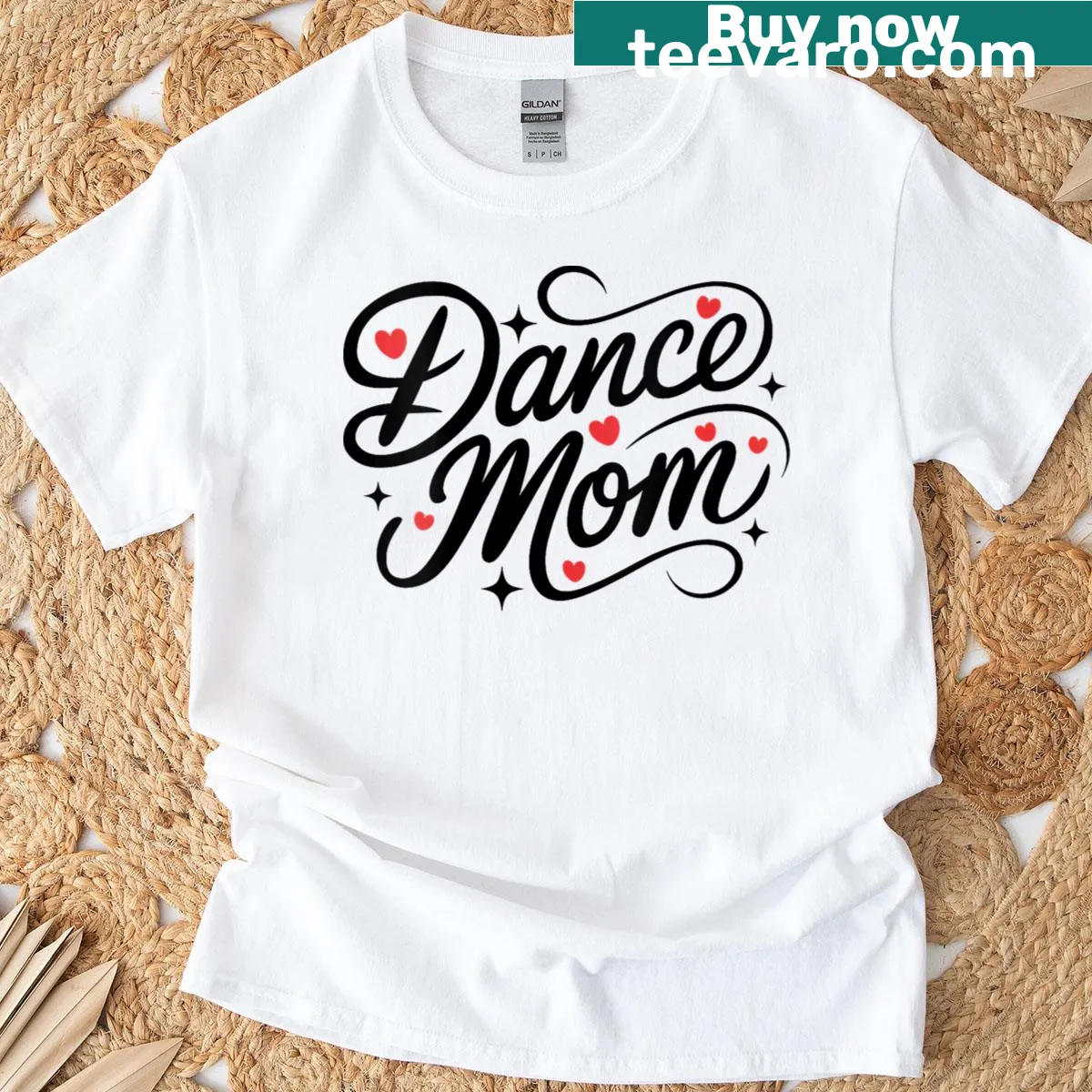 V-neck tee featuring cute dancer graphics for playful moms. — on a men's t-shirt