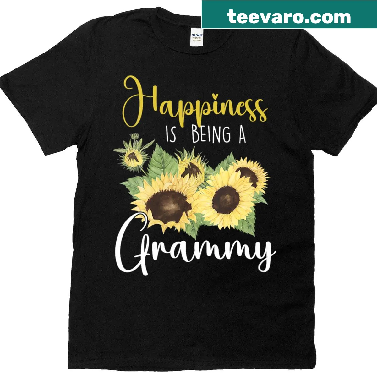 Vintage V-neck shirt for grandmothers with sunflower graphic. — on a men's t-shirt