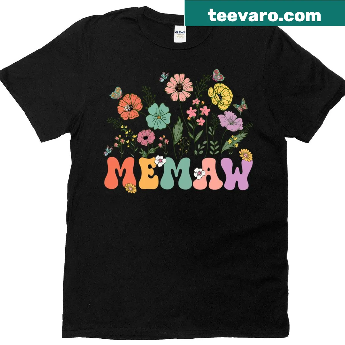 Floral Mother's Day T-shirt with wildflower illustrations — on a men's t-shirt