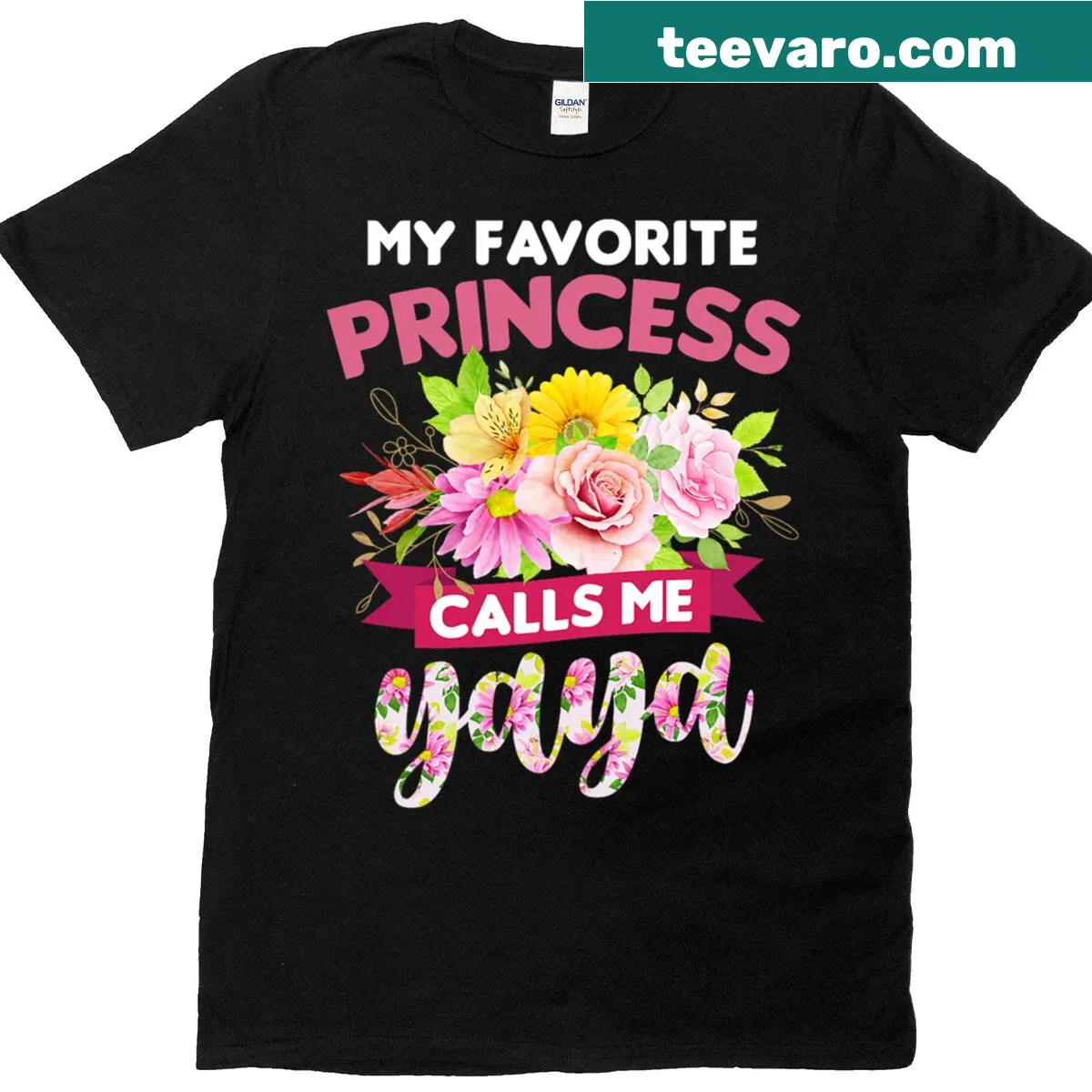 Floral design with the phrase 'My Yaya' for Mother's Day — on a men's t-shirt