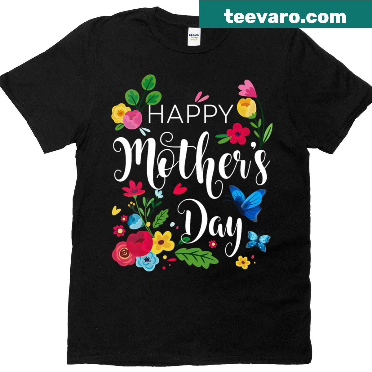 Floral design V-neck T-shirt honoring mothers and grandmothers — on a men's t-shirt