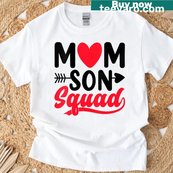 Illustrated t-shirt celebrating mom-son family bond