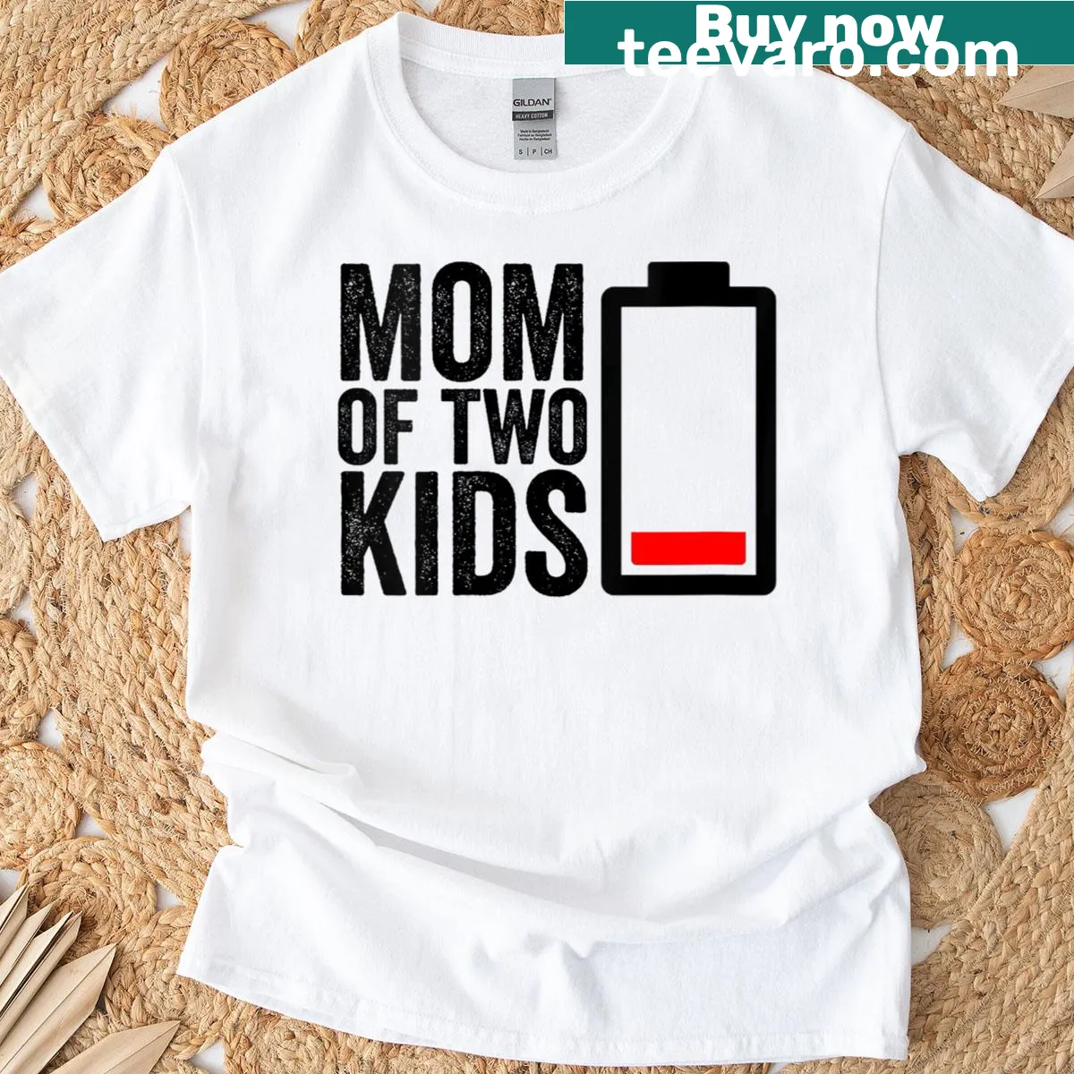 Mom of Two Kids T-shirt for Mother's Day celebrations — on a men's t-shirt