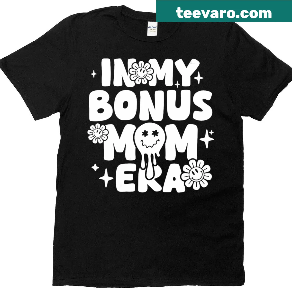 Sarcastic Bonus Mom T-shirt with bold typography celebrating motherhood — on a men's t-shirt
