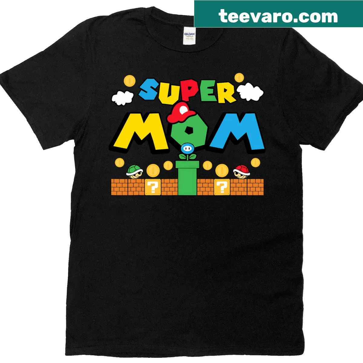 Super Mom Gamer T-shirt with playful typography design — on a men's t-shirt