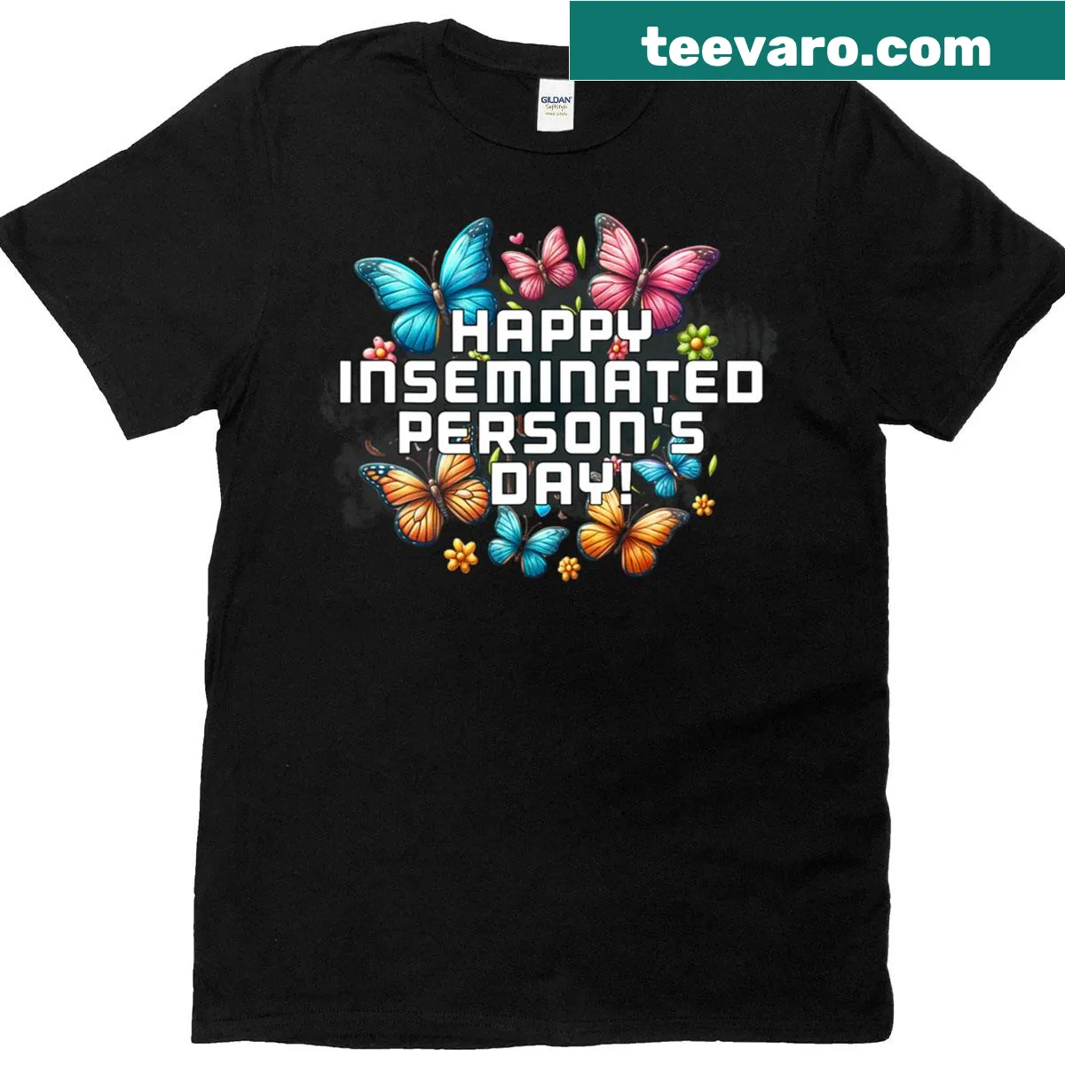 Humorous Mother's Day shirt with the text Happy Insemination Day — on a men's t-shirt