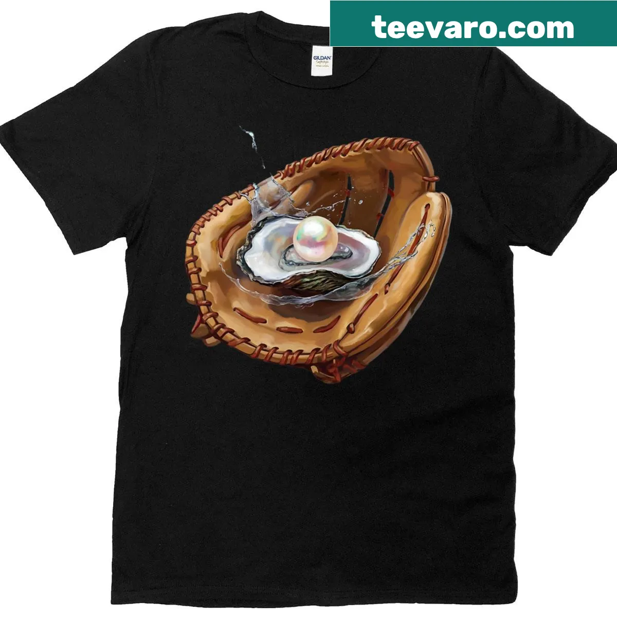 Illustration of Oyster Bay Catchers baseball design on a t-shirt — on a men's t-shirt