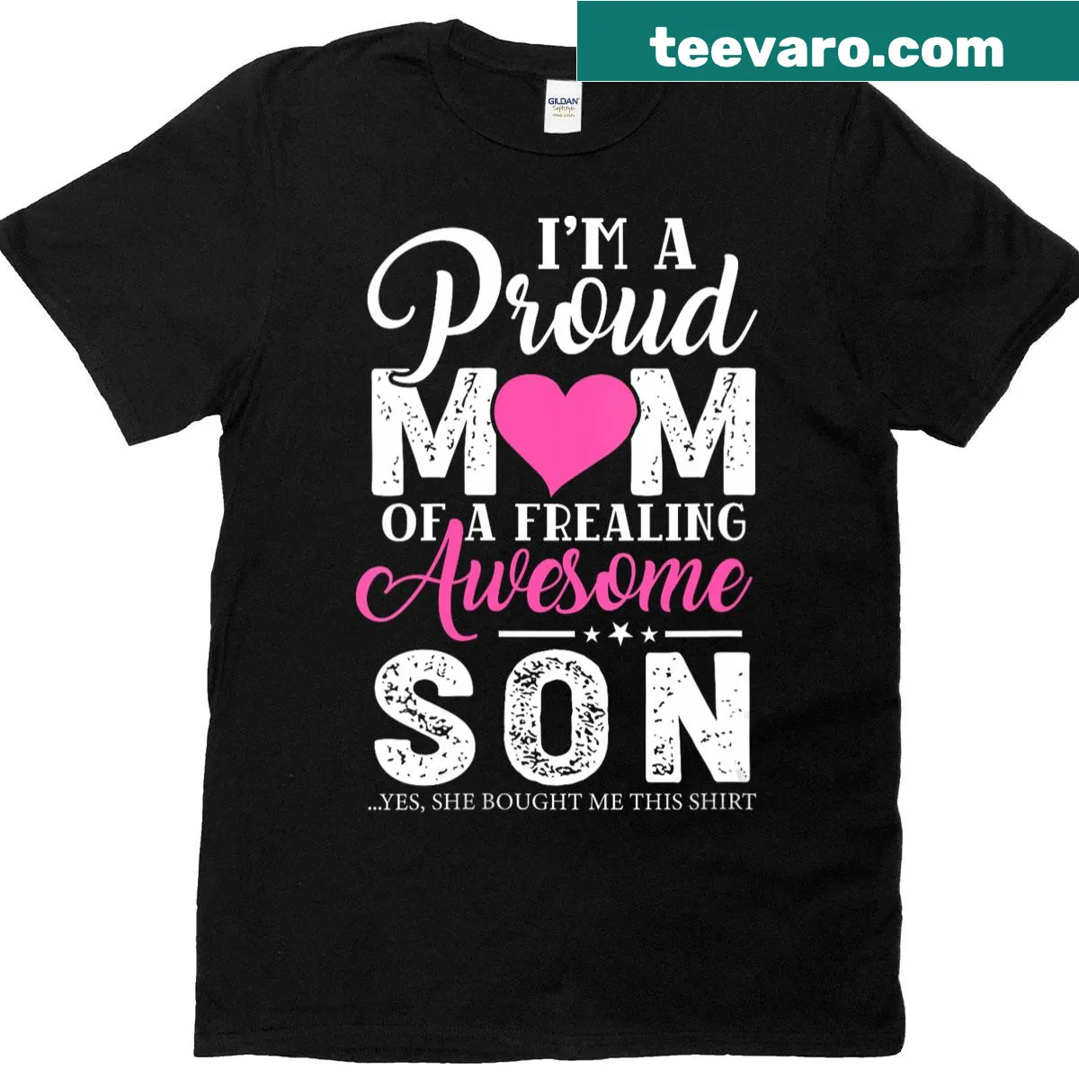 V-neck T-shirt for proud moms of awesome sons, ideal for Mother's Day. — on a men's t-shirt
