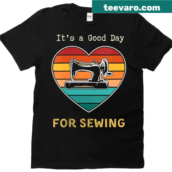 V-neck T-shirt with quilting and sewing theme