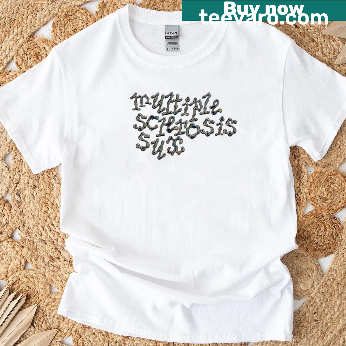 Humorous t-shirt with the phrase 'Sclerosis Multiple Sux' in bold typography — on a men's t-shirt
