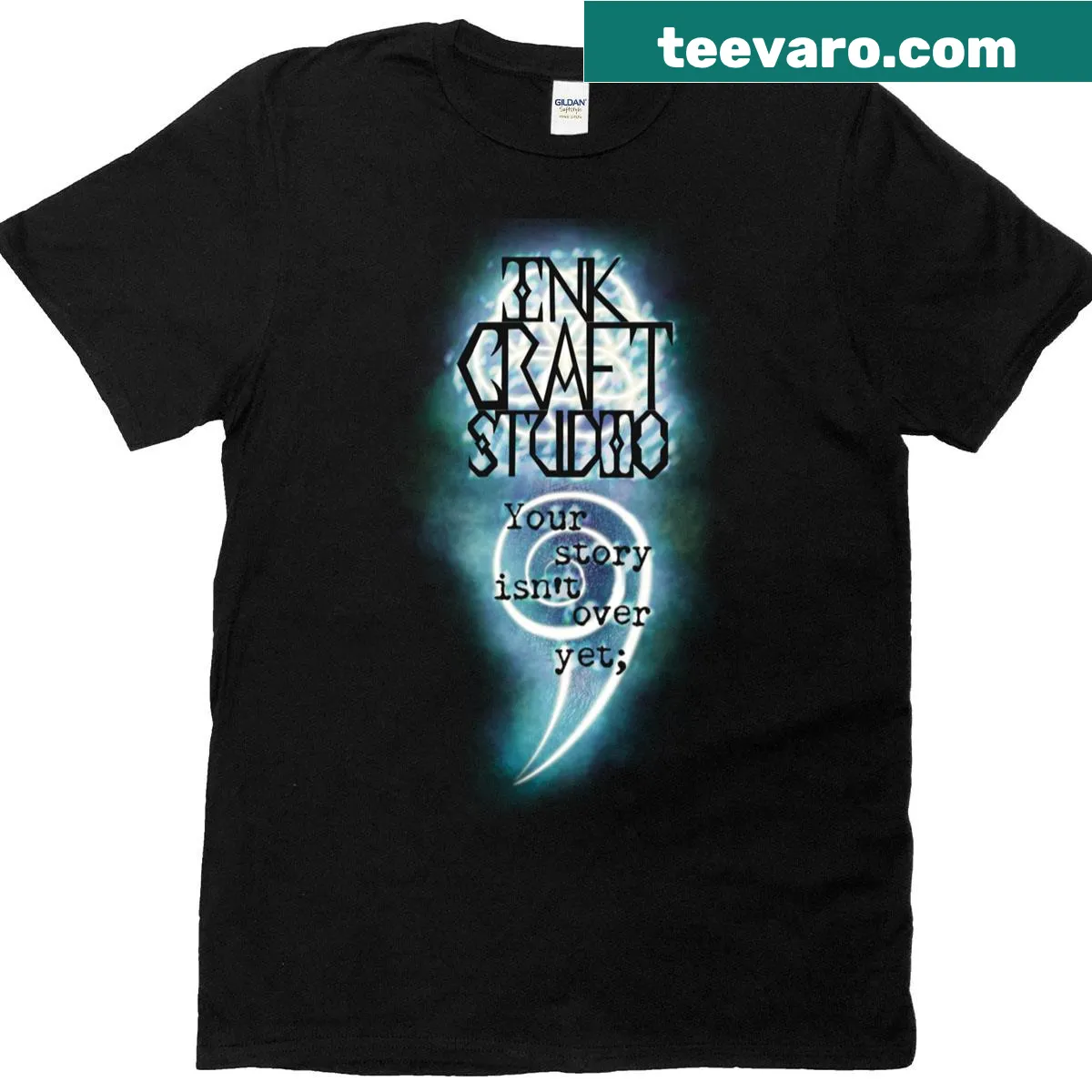 T-shirt featuring a bold semicolon symbol design — on a men's t-shirt