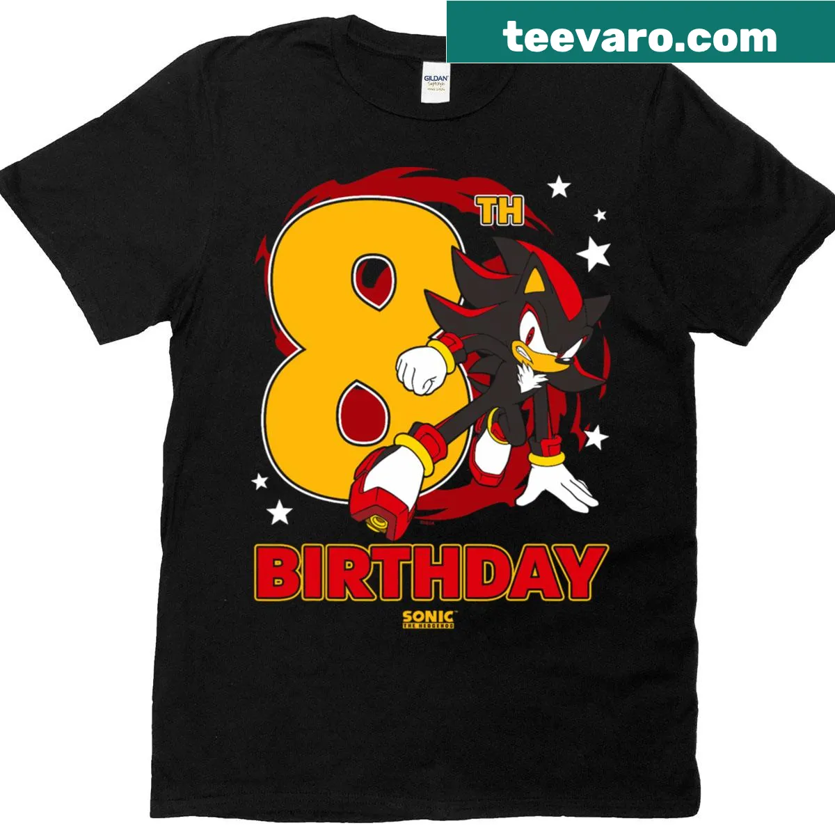 Sonic the Hedgehog T-shirt for 8th birthday — on a men's t-shirt