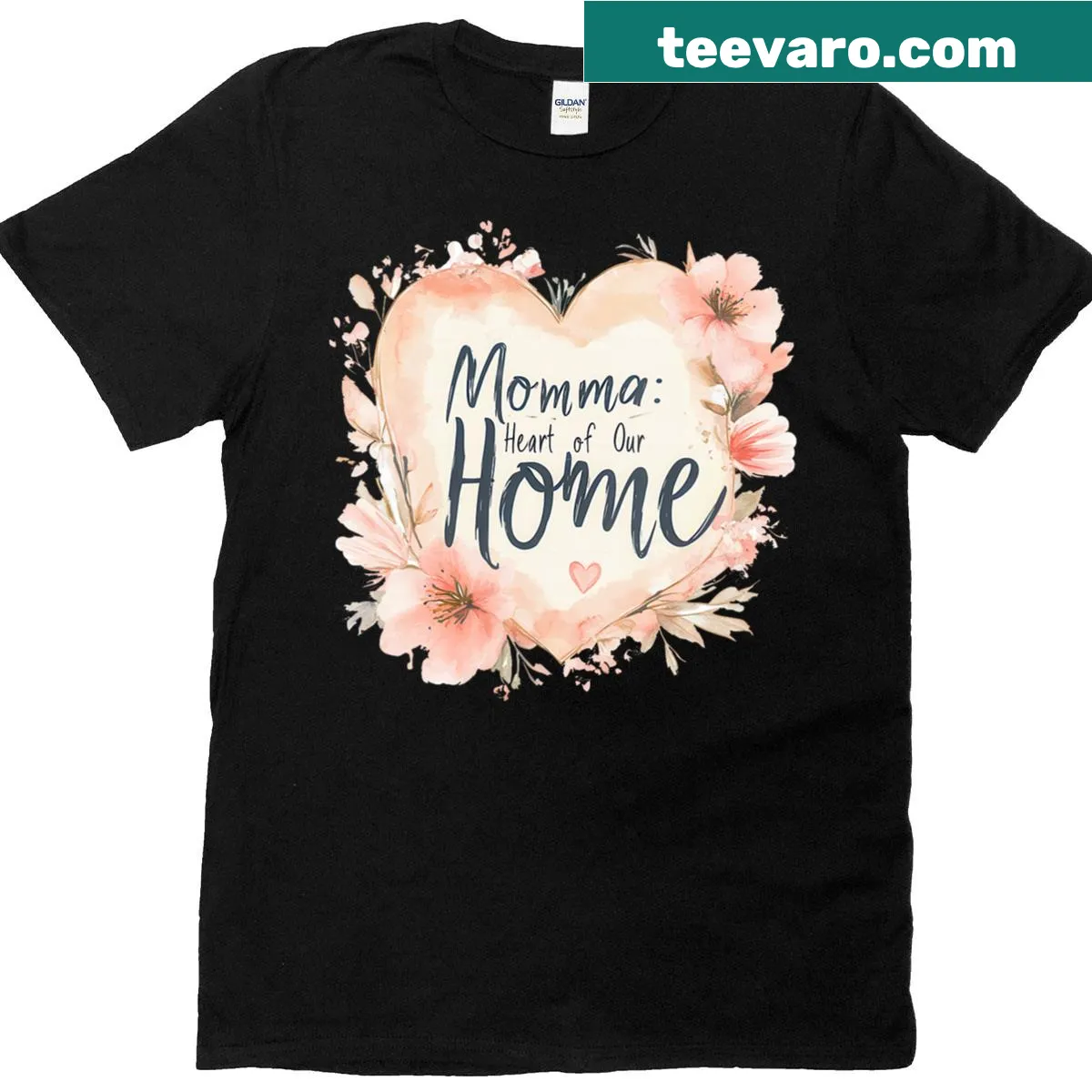 Heartfelt t-shirt for moms featuring 'Heart of Our Home' design — on a men's t-shirt